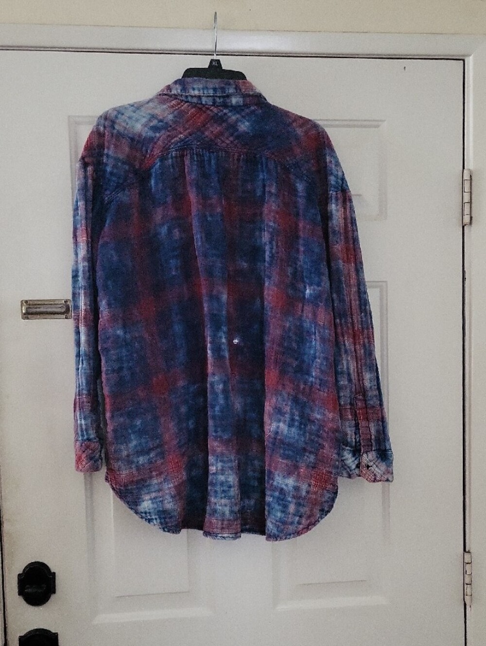 Free People Blue and Red Plaid Button Down Shirt - Picture 6 of 6